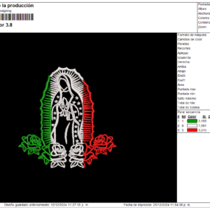 Diseño de bordado virgen de Guadalupe