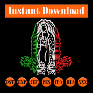 Diseño de bordado virgen de Guadalupe