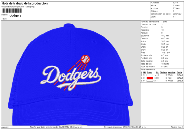 Diseño de los Dodgers para gorra - Image 2