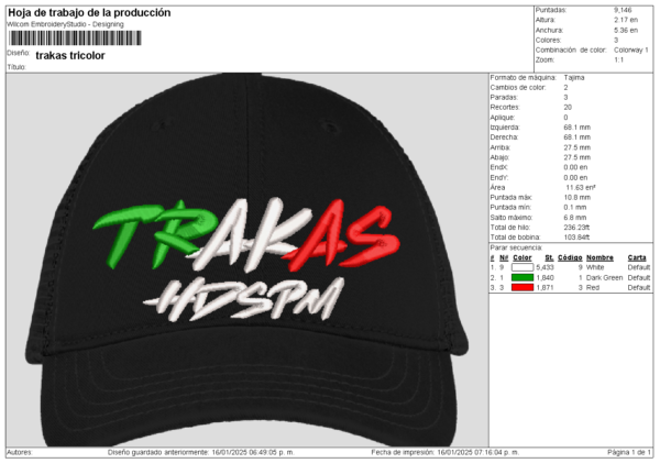 Diseño para Gorra trakas HDSPM 3D puff - Image 2