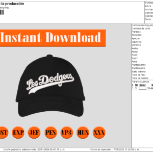 Diseño de los Dodgers para gorra 3D puff classic