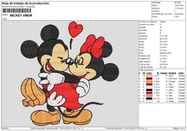 Diseño para Maquina de bordado14 de febrero Mickey y Mini - Image 2