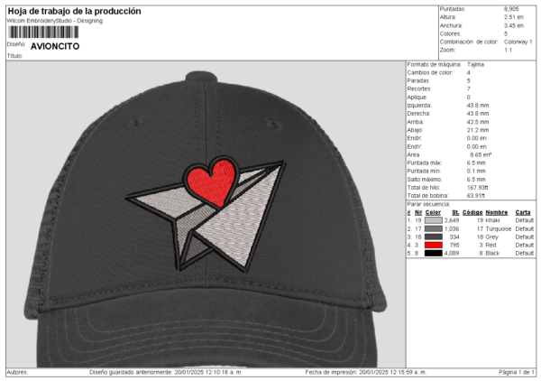 Diseño para gorra del Avión del Amor - Image 2