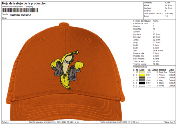 Diseño para Gorra de plátano asesino - Image 2