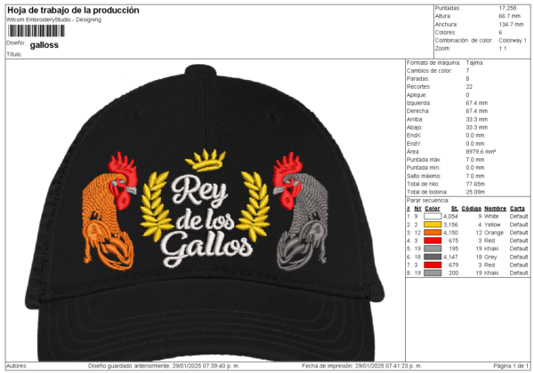 Diseño para Gorra de Gallos de Pelea - Image 2