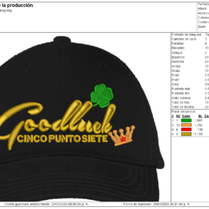 Diseño para Gorra de Goodluck 5.7