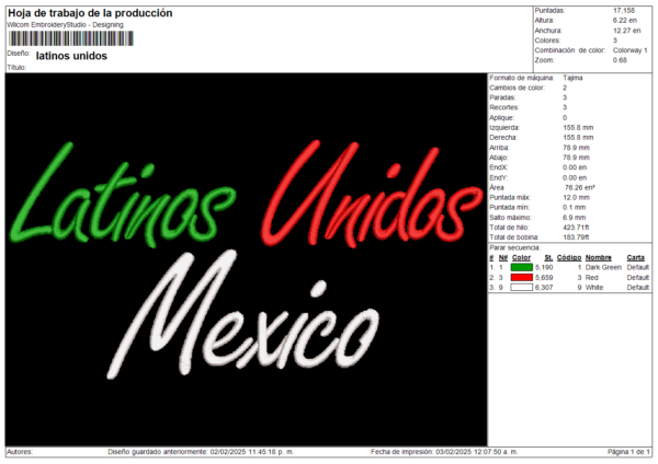 Diseño de Bordado para sudadera Latinos Unidos Mexico - Image 3