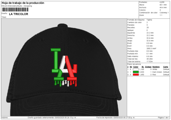 Diseño para Gorra de Los Ángeles Tricolor - Image 2